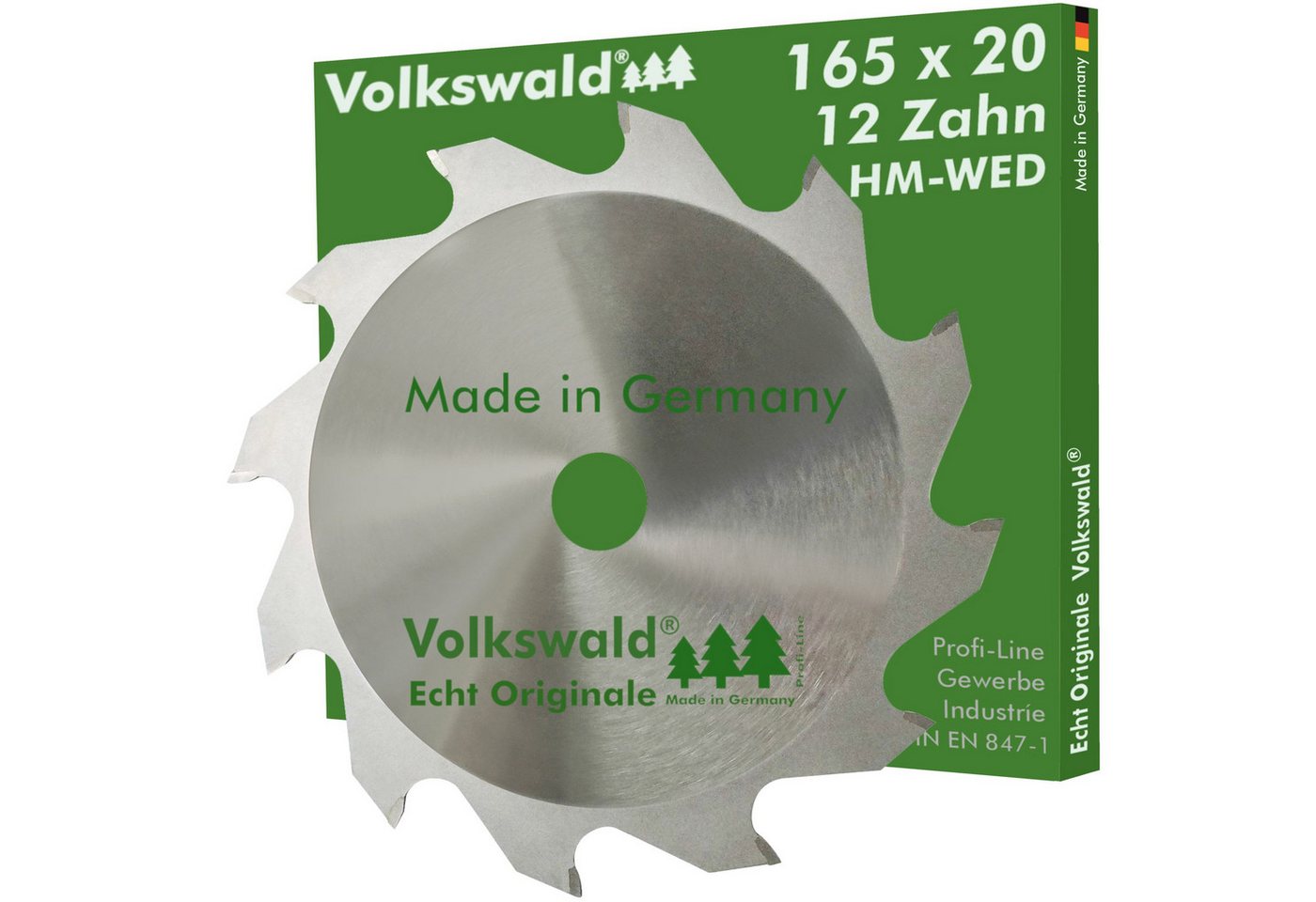Volkswald Kreissägeblatt Vokswald ® HM-Sägeblatt W 165 x 20 mm Extra-Dünn Z= 12 Kreissägeblatt, Echt Originale Volkswald® Made in Germany von Volkswald