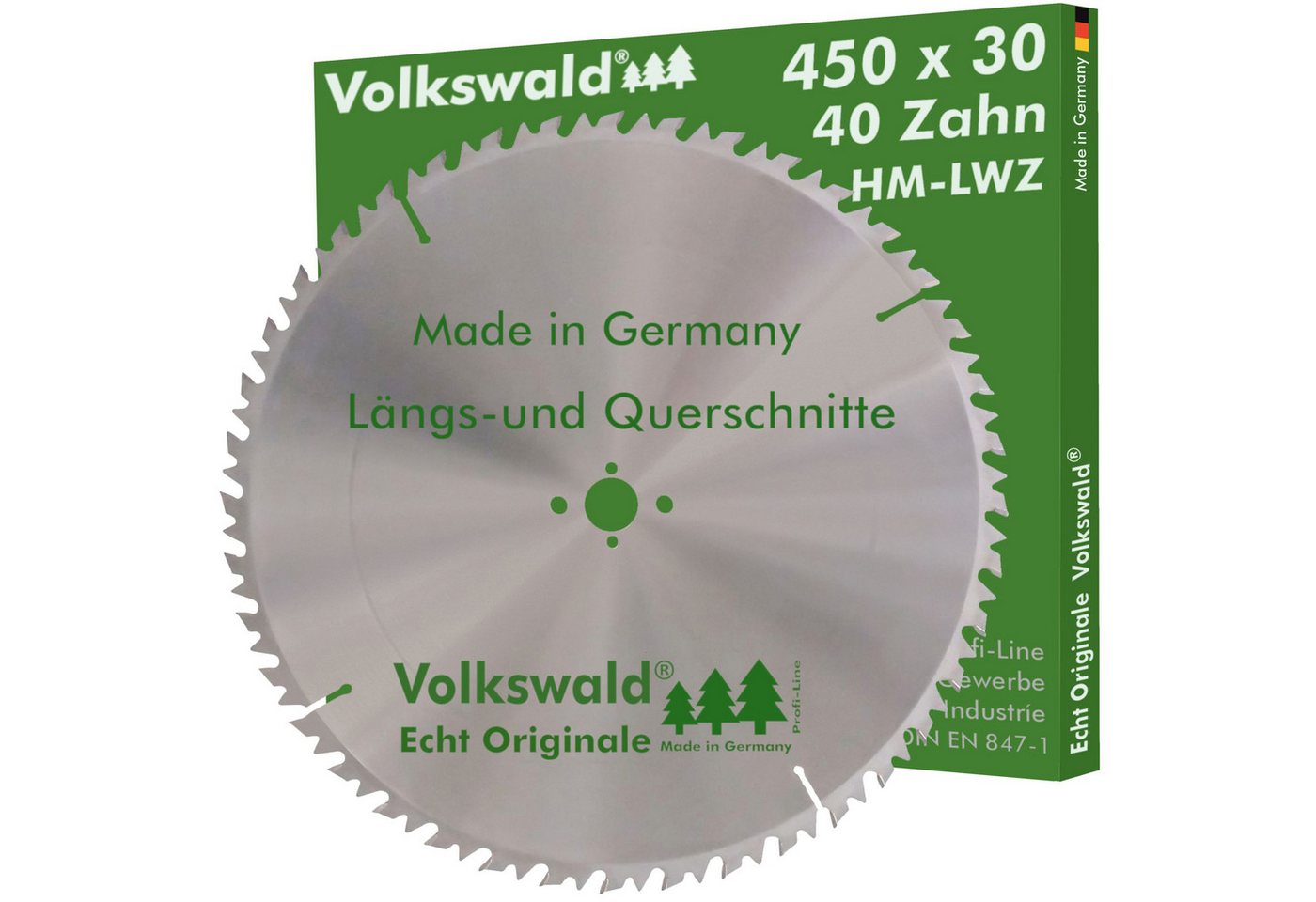 Volkswald Kreissägeblatt Volkswald ® HM-Kreissägeblatt LWZ 450 x 30 mm Z= 40 Brennholz Leimholz, Echt Originale Volkswald® Made in Germany von Volkswald