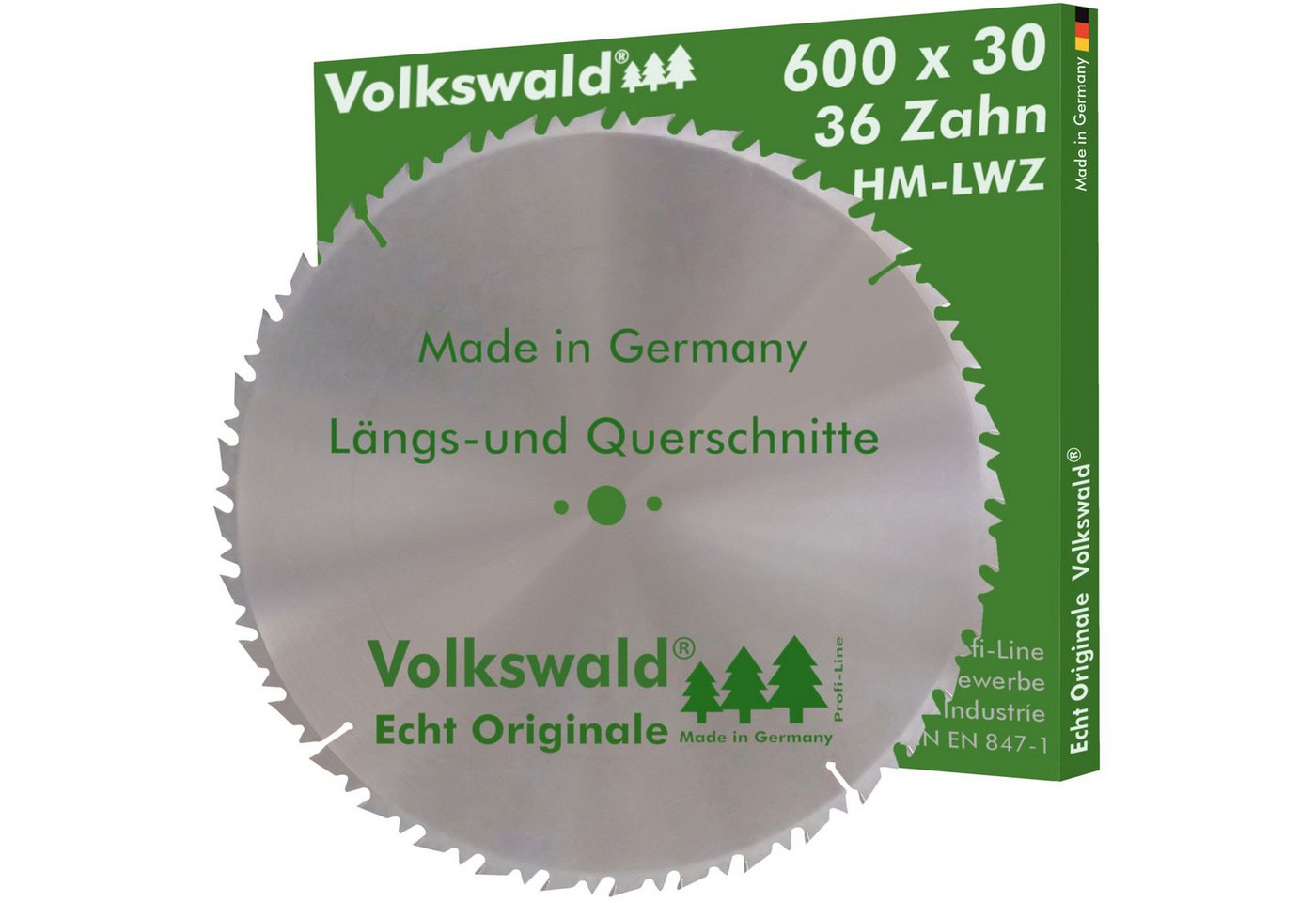 Volkswald Kreissägeblatt Volkswald ® HM-Kreissägeblatt LWZ 600 x 30 mm Z=36 Naturholz Brennholz, Echt Originale Volkswald® Made in Germany von Volkswald