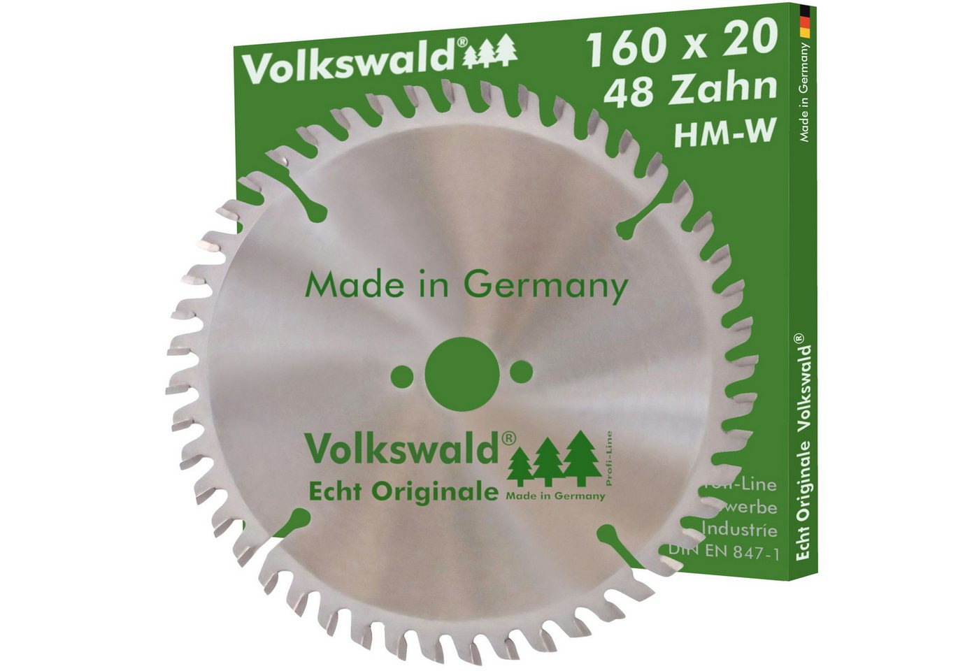 Volkswald Kreissägeblatt Volkswald ® HM-Kreissägeblatt W 160 x 20 mm Z= 48 Acrylglas Holzplatte, Echt Originale Volkswald® Made in Germany von Volkswald