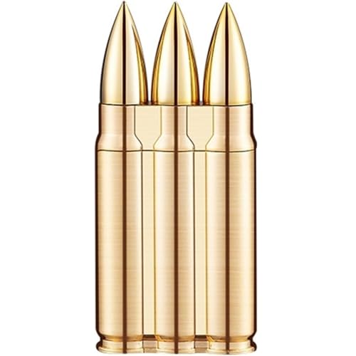 Coole Gadgets-Feuerzeuge, Butan-Fackelfeuerzeuge aus Metall, tragbare Winddichte Feuerzeuge mit roter Flamme, nachfüllbares Gas-Neuheitsfeuerzeug, Geschenke für Militär-Enthusiasten(Gold) von Vollacury