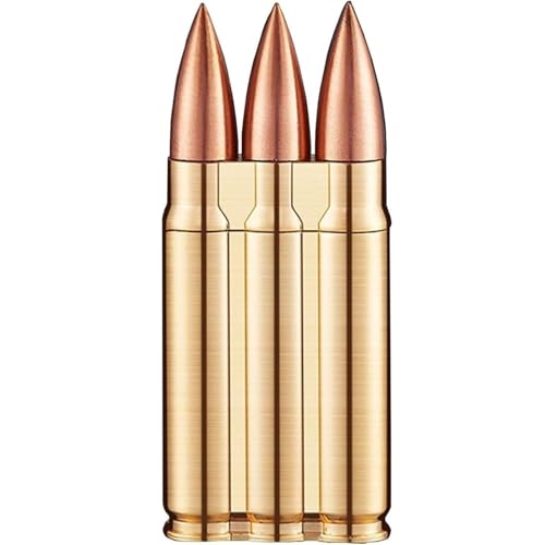 Coole Gadgets-Feuerzeuge, Butan-Fackelfeuerzeuge aus Metall, tragbare Winddichte Feuerzeuge mit roter Flamme, nachfüllbares Gas-Neuheitsfeuerzeug, Geschenke für Militär-Enthusiasten(Metallic) von Vollacury