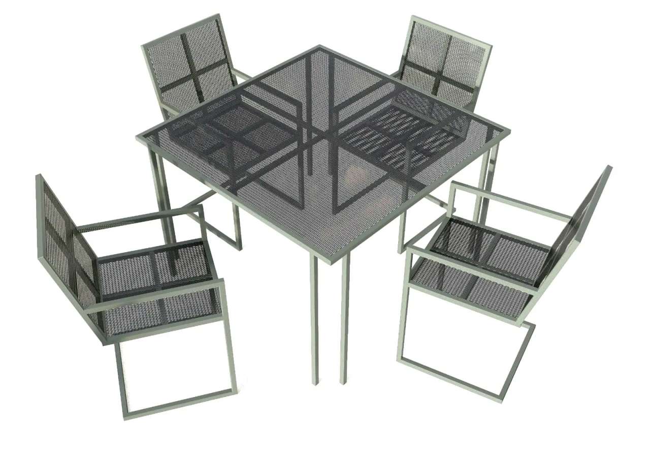 GRID FRAME - Sitzgruppe aus Stahl für den Innen- und Außenbereich 1 Tisch und... von Volleffekt GmbH