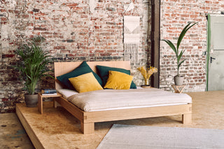 Vollholz Doppelbett Eiche inklusive Zubeh?r - 140x200 / breit / 14.5 cm von Vollholz Shop