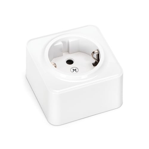 Deutsche 1-Wege-Aufputzsteckdose in Weiß, einfache Installationen, kombiniert Funktionalität und Design, ideal für moderne und minimalistische Räume. von VoltShine