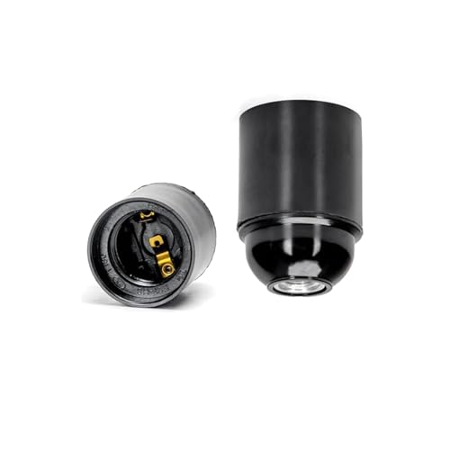 E27-Lampenfassung aus schwarzem Bakelit mit selbstsicherndem Gewinde, ideal für Direktlichtlampen und individuelle Beleuchtungsprojekte. von VoltShine