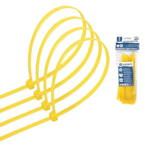 Gelbe Nylon-Kabelbinder, 40 Stück, ideal zum Sichern und Organisieren von Kabeln. Maße: 3,6 x 150 mm für Heimwerker und professionelle Verwendung. Ordnen Sie Ihren Platz noch heute! von VoltShine