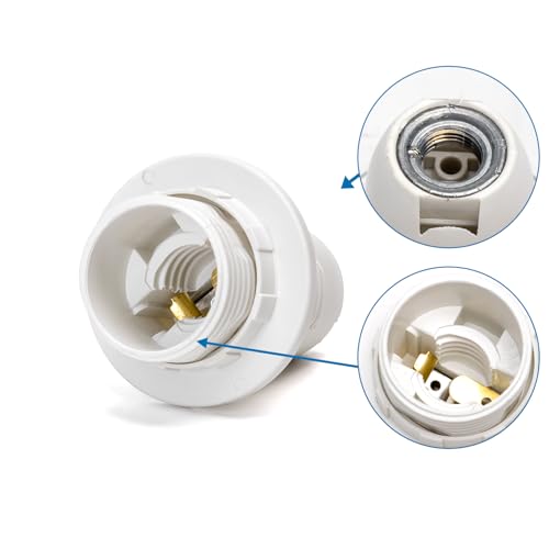 Lampenfassung aus Kunststoff, E14, mit Federklemme, Vollgewinde, Weiß. Ideal für die Beleuchtung von Wohn- und Geschäftsräumen, kombiniert Funktionalität und Ästhetik in jedem Raum. von VoltShine