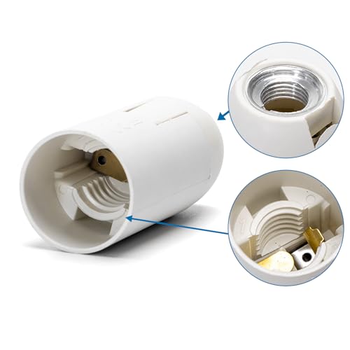 E14 Kunststoff-Lampenfassung mit Federklemme, weiß, ideal für warmes Licht, einfach zu installieren und perfekt für jede Umgebung, langlebig und funktional. von VoltShine