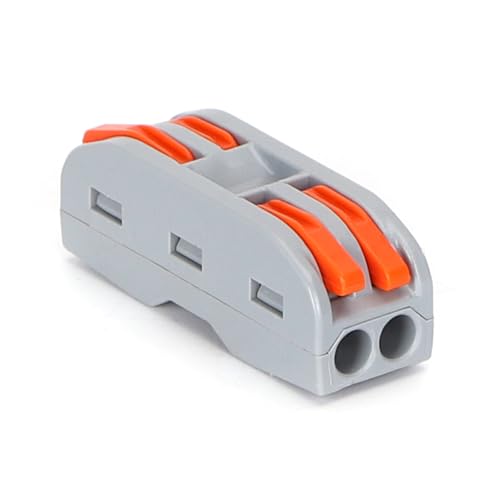 PCT-222 Klemmenblock in praktischer 2er Blisterverpackung. Farben grau und orange, ideal für sichere und effiziente Verbindungen bei Ihren Elektroprojekten. Garantierte Qualität. von VoltShine