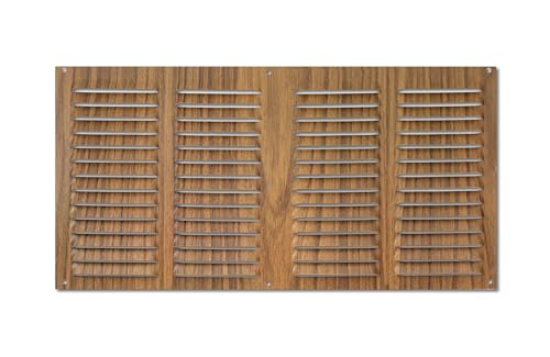 VoltShine Aluminiumgitter 200 x 400 mm mit dunkler Holzoberfläche, ideal für Belüftung und Dekoration im Innenbereich. von VoltShine