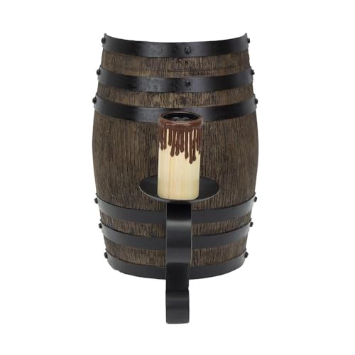 VoltShine Fass-Wandleuchte 1 x e27 in Schwarz/Braun, Maße 26 x 16 x 21 cm, ideal für Stimmungsbeleuchtung von VoltShine