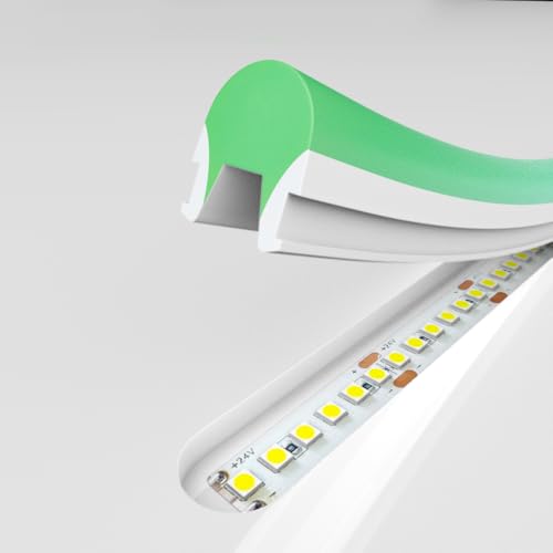 VoltShine Fortschrittliche Silikonhülle 8 x 10 für LED-Streifen, 50 m, hellgrün. Ideal zum Schutz und zur Verbesserung der LED-Beleuchtung bei Ihren kreativen Projekten. Erneuern Sie Ihren Raum von VoltShine