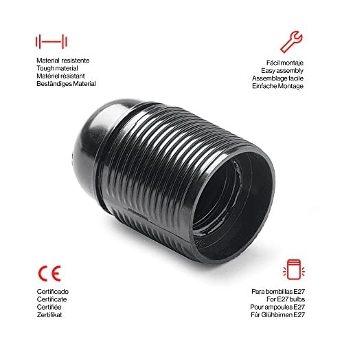VoltShine Lampenfassung - E27-Gewinde, schwarz, robustes Material, ideal für Standardlampen, einfache Installation und vielseitiger Einsatz in verschiedenen Umgebungen von VoltShine
