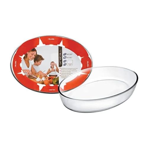 VoltShine Ovale Glasschale, 400 x 270 x 65 mm, ideal zum Servieren von Lebensmitteln und zur Dekoration bei Veranstaltungen. von VoltShine