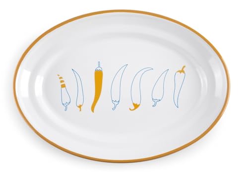 VoltShine Ovales Gemüse-Tablett aus emailliertem Stahl, 35 x 24 cm, ideal zum Kochen, Backen und Servieren von Lebensmitteln. von VoltShine