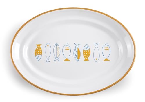 VoltShine Ovales Tablett aus emailliertem Stahl, 35 x 24 cm, zum Kochen und Servieren von Gemüse auf Bequeme und Elegante Weise. von VoltShine