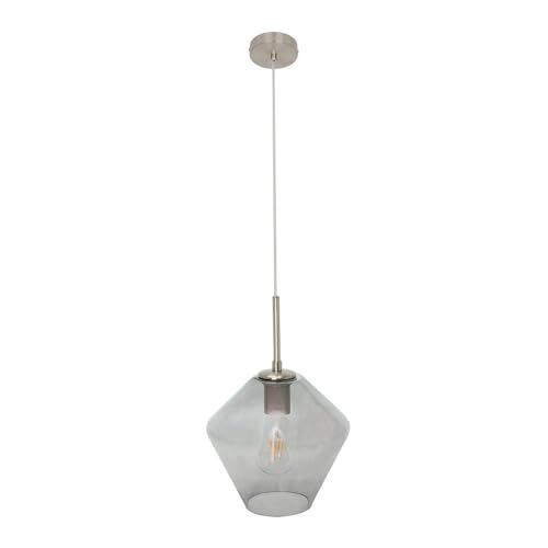 VoltShine Pendelleuchte mit modernem Design, Sockel E27, vernickelte Oberfläche und Rauchschirm, Maße 23 x 23 cm, ideal zum Dekorieren Ihres Raumes von VoltShine