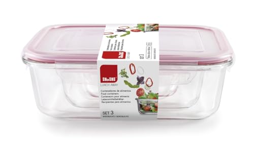 VoltShine Set de Taper - Set mit 3 quadratischen Glasdeckeln, ideal für die Lagerung, robust und einfach zu stapeln, mikrowellen- und spülmaschinengeeignet von VoltShine