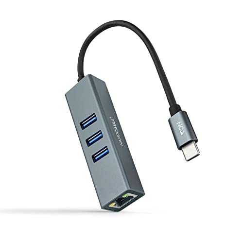 VoltShine USB-C-zu-Gigabit-Ethernet-Konverter und 3 USB 3.0-Anschlüsse, 15 cm, ideal für die Erweiterung von Verbindungen und schnelle und effiziente Datenübertragung. von VoltShine