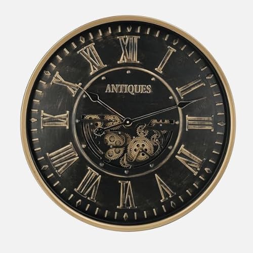 VoltShine Wanduhr, Schwarz und Gold, 60 x 60 x 8 cm, mit Getriebe, ideal für Innendekoration und modernes Design. VoltShine Wanduhr, Schwarz und Gold, 60 x 60 x 8 cm, mit Getriebe, ideal für Innendekoration und modernes Design. von VoltShine