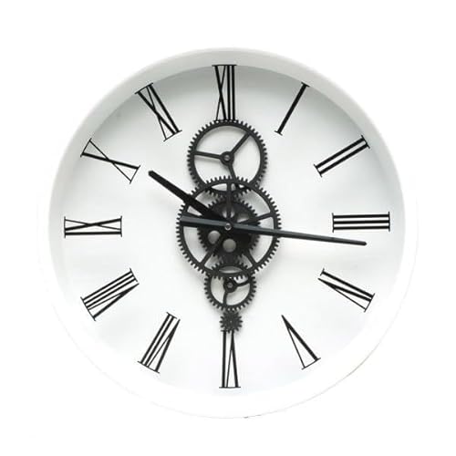 VoltShine Wanduhr in Schwarz und Weiß, 46 x 46 x 7 cm, mit beweglichen Gängen, ideal zum Dekorieren und für Stil in jedem Raum. von VoltShine