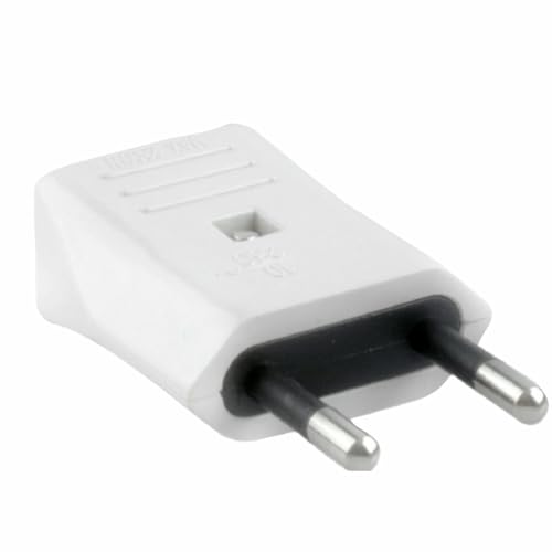 Weißer 10 A zweipoliger Stecker mit zuverlässiger Verbindung, ideal für Elektrogeräte und Erweiterungen. von VoltShine