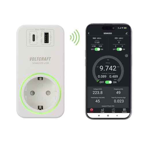 VOLTCRAFT SEM6503 Energiekosten-Messgerät USB-Schnittstelle, USB-Messung (Ladeleistung), inkl. Funksteckdose, Datenexpo von Voltcraft