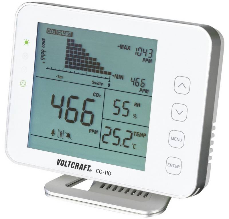 VOLTCRAFT VOLTCRAFT CO-110 Kohlendioxid-Messgerät 0 - 5000 ppm mit Datenloggerfu Gasmelder von Voltcraft
