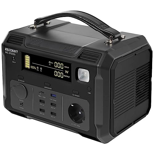 VOLTCRAFT WS-PS501 484Wh Powerstation 22.4 Ah Fast Charge Nickel-Mangan-Cobalt Schwarz (matt) Outdoor, LED Taschenlampe von Voltcraft