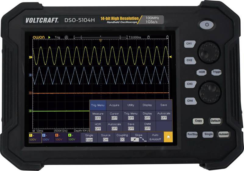 Voltcraft Hand Oszilloskop 100 M Hz 4 Kanal 1 G Sa/S 40 Mpts 14 Bit Digital Speicher B-Ware von Voltcraft