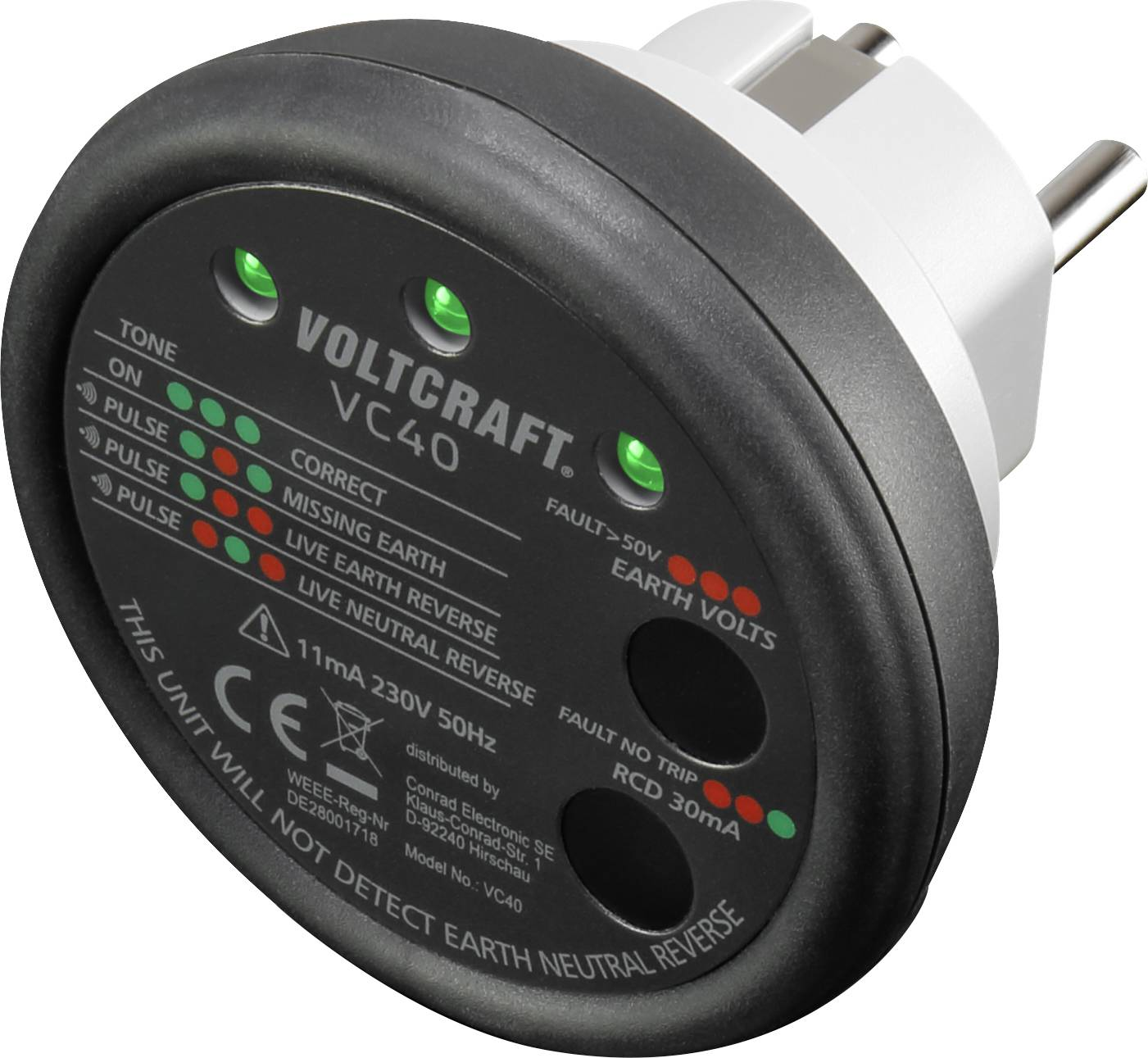 Voltcraft Vc40 Steckdosentester überprüfung Steckdose Fi/Rcd Test B-Ware Voltcraft Vc40 Steckdosentester überprüfung Steckdose Fi/Rcd Test B-Ware von Voltcraft