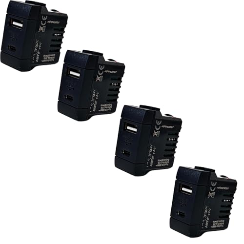 Voltix Set mit 4 Wandsteckdosen mit USB-C und USB-A 2.1 A, kompatibel mit Bticino Living Light und Living International, Frutti Elektrische Mehrfachsteckdose (4 Stück USB C + USB A 2.1 A) von Voltix