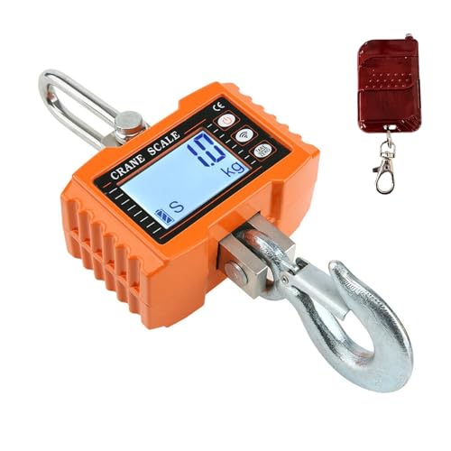 Voltix Wiederaufladbare digitale Kranwaage mit Fernbedienung, 1000 kg - Hakenwaage Hochpräzise Schwebewaage für schwere Anwendungen (Orange) von Voltix