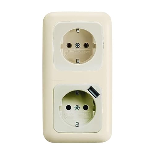 Busch-Jaeger 1x USB-Set weiß: 1x 20 EUCBUSB-212 1x USB-Steckdose + 1x 2512-212 2-fach Rahmen + 1x 20 EUC-212 Schuko Steckdose von Voltking