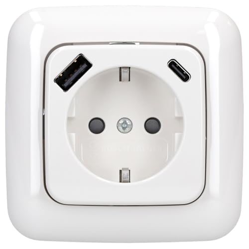 Busch-Jaeger 1x USB-Set alpinweiß: 1x 20 EUCBUSB-214 1x USB-Steckdose + 1x 2511-214 1-fach Rahmen Busch-Jaeger 1x USB-Set alpinweiß: 1x 20 EUCBUSB-214 1x USB-Steckdose + 1x 2511-214 1-fach Rahmen von Voltking