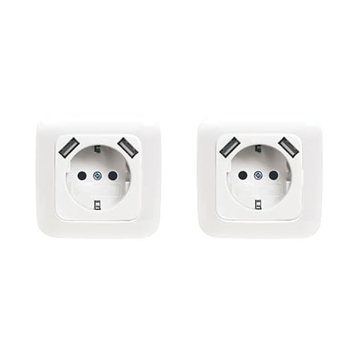 Busch-Jaeger 2x USB-Set alpinweiß: 2x 20 EUCB2USB-214 2x USB-Steckdose + 2x 2511-214 1-fach Rahmen von Voltking