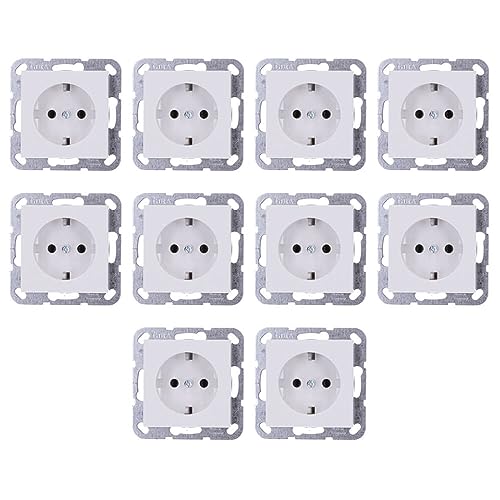 10 Stück Gira 418803 SCHUKO-Steckdose System 55 Reinweiß glänzend von Voltking
