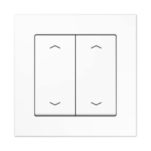 Jung EnOcean Funk Wandsender Set mit Pfeil Symbol 4 kanalig: 1x Funk Wandsender ENOA595MPWW 1x Rahmen Serie A A5581BFWW Alpinweiß Thermoplast (bruchsicher) für EnOcean Funksysteme von Voltking
