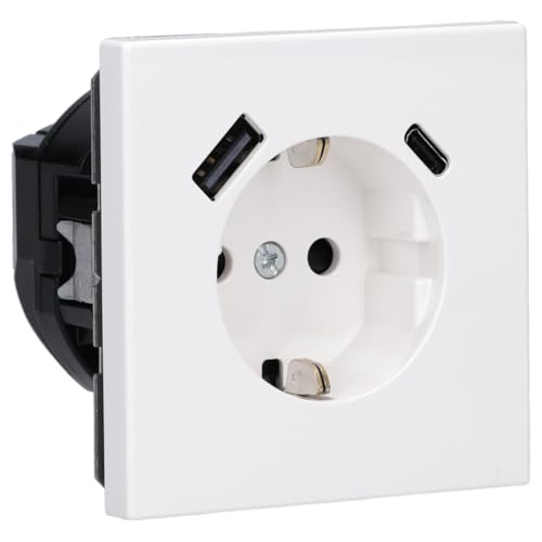 Jung LS1520-15CAWW SCHUKO-Steckdose mit USB Typ AC (3A) mit erhöhtem Berührungsschutz (Thermoplast bruchsicher) Alpinweiß Serie LS von Voltking