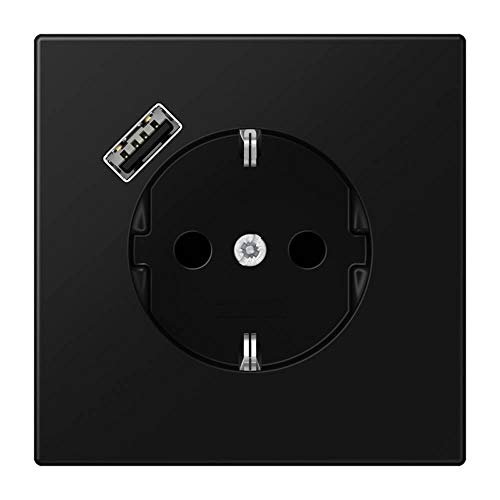 Jung LS1520-18ASWM SCHUKO-Steckdose mit USB Typ A (2/3A) Quick Charge mit erhöhtem Berührungsschutz (Thermoplast bruchsicher) Graphitschwarz Matt Serie LS von Voltking