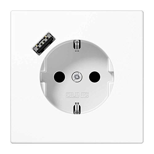 Jung LS1520-18AWW SCHUKO-Steckdose mit USB Typ A (2/3A) Quick Charge mit erhöhtem Berührungsschutz (Thermoplast bruchsicher) Alpinweiß Serie LS von Voltking