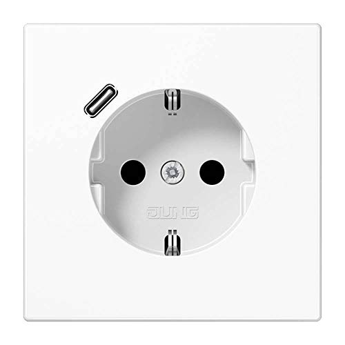 Jung LS1520-18CWW SCHUKO-Steckdose mit USB Typ C (2/3A) Quick Charge mit erhöhtem Berührungsschutz (Thermoplast bruchsicher) Alpinweiß Serie LS von Voltking