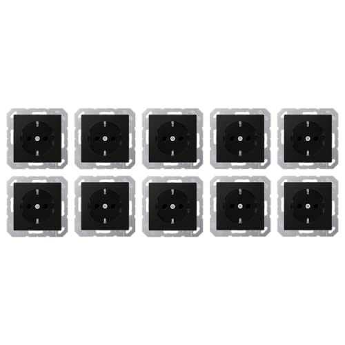 Jung SCHUKO Steckdosen Set Graphitschwarz Matt Serie A Flow: 10x Steckdose A1520BFSWM Jung SCHUKO Steckdosen Set Graphitschwarz Matt Serie A Flow: 10x Steckdose A1520BFSWM von Voltking