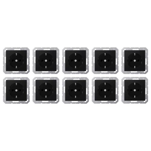 Jung SCHUKO Steckdosen Set Graphitschwarz Matt Serie A: 10x Steckdose A1520BFSWM Jung SCHUKO Steckdosen Set Graphitschwarz Matt Serie A: 10x Steckdose A1520BFSWM von Voltking