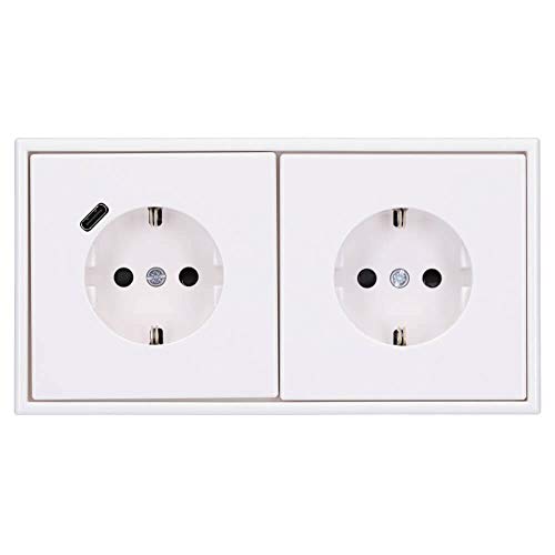 Jung SCHUKO USB-Steckdose Typ C (max. 3A) Komplett-Set Serie LS: 1x USB-Steckdose LS152018CWW und 1x Steckdose LS1520KIWW und 2-fach Rahmen LS982WW Alpinweiß Jung SCHUKO USB-Steckdose Typ C (max. 3A) Komplett-Set Serie LS: 1x USB-Steckdose LS152018CWW und 1x Steckdose LS1520KIWW und 2-fach Rahmen LS982WW Alpinweiß von Voltking
