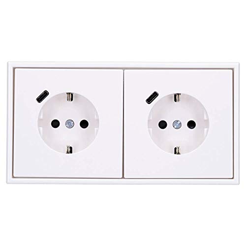 Jung SCHUKO USB-Steckdose Typ C (max. 3A) Komplett-Set Serie LS: 2x Steckdose LS152018CWW und 2-fach Rahmen LS982WW Alpinweiß Jung SCHUKO USB-Steckdose Typ C (max. 3A) Komplett-Set Serie LS: 2x Steckdose LS152018CWW und 2-fach Rahmen LS982WW Alpinweiß von Voltking