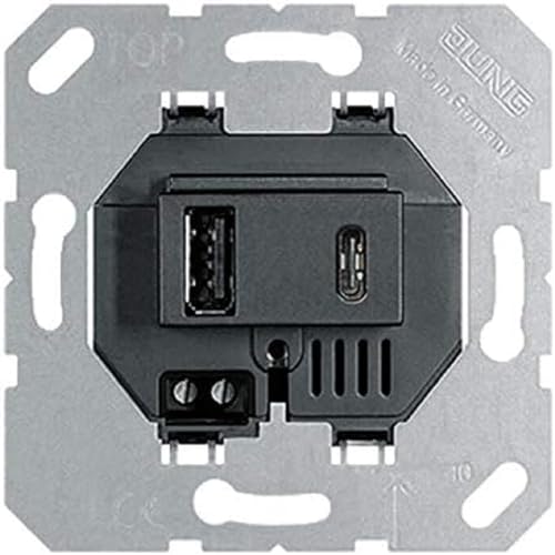 Jung USB-Ladegerät 15CASW mit 2 USB-Buchsen Ports: 1× USB Typ A, 1 ×Typ C (max. 3A) von Voltking