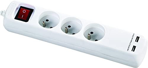 Voltman DIO013043 Steckdosenleiste mit Schalter, 3 Steckdosen, 2 USB-Ports von Voltman