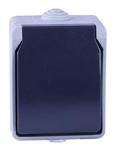 Dio - Aufputz-Steckdose 2P+T Aquatop IP54 - Grau und Weiß von Voltman
